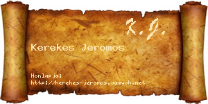 Kerekes Jeromos névjegykártya